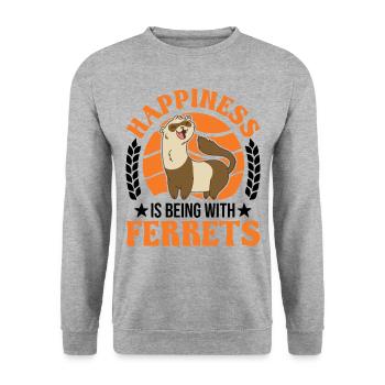 Happiness is being with Ferrets Frettchen - Unisex Pullover - Weißgrau meliert - Vorne - Alina (178cm) & Michal (187cm)