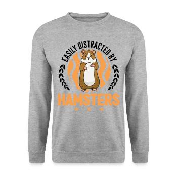 Easily distracted by Hamsters Goldhamster - Unisex Sweatshirt - salt & pepper - Front - Alina (178cm) & Michal (187cm)
