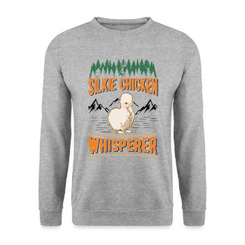 Silkie Chicken Whisperer Silk Chicken Whisperer - Unisex Sweatshirt - salt & pepper - Front - Alina (178cm) & Michal (187cm)