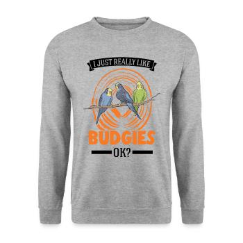 J’aime beaucoup les perruches perruches perruches perruches - Sweat-shirt Unisexe - gris chiné - Devant - Alina (178cm) & Michal (187cm)