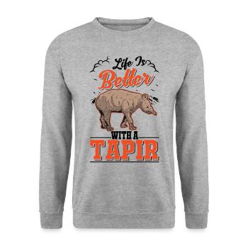 Life is better with a Tapir - Unisex Sweatshirt - salt & pepper - Front - Alina (178cm) & Michal (187cm)