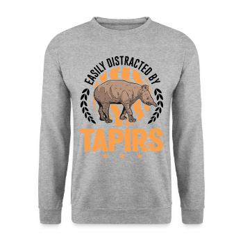 Easily distracted by Tapirs - Unisex Pullover - Weißgrau meliert - Vorne - Alina (178cm) & Michal (187cm)