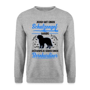 Bernhardiner Schutzengel St. Bernhardshund - Unisex Pullover - Weißgrau meliert - Vorne - Alina (178cm) & Michal (187cm)