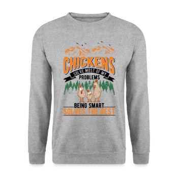 Chicken Chicken Breeding Chicken Farmer - Unisex Sweatshirt - salt & pepper - Front - Alina (178cm) & Michal (187cm)