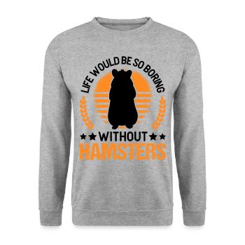 Hamster Owner Golden Hamster Hamster - Unisex Sweatshirt - salt & pepper - Front - Alina (178cm) & Michal (187cm)