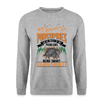 Porc-épic Cadeau Porc-épic - Sweat-shirt Unisexe - gris chiné - Devant - Alina (178cm) & Michal (187cm)