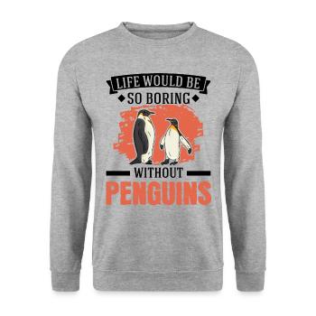 Penguin Gift Penguin - Unisex Sweatshirt - salt & pepper - Front - Alina (178cm) & Michal (187cm)