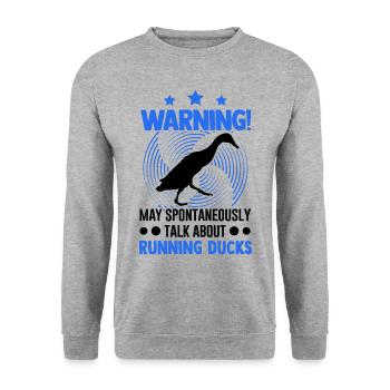 May spontaneously talk about Running Ducks - Unisex Sweatshirt - salt & pepper - Front - Alina (178cm) & Michal (187cm)