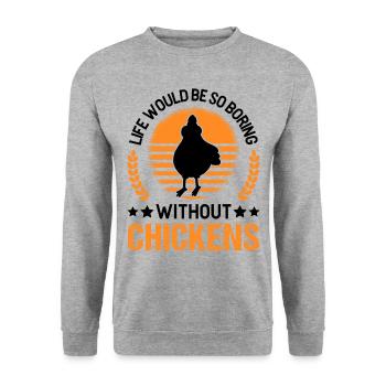 Chicken Chicken Breeding Chicken Farmer - Unisex Sweatshirt - salt & pepper - Front - Alina (178cm) & Michal (187cm)