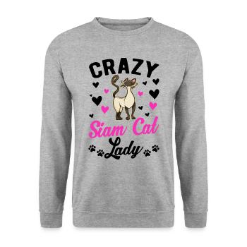Crazy Siam Cat lady Siamese Cat Mama - Unisex Sweatshirt - salt & pepper - Front - Alina (178cm) & Michal (187cm)