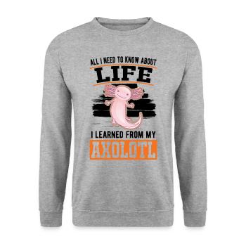 Axolotl Gift Tail Lurch - Unisex Sweatshirt - salt & pepper - Front - Alina (178cm) & Michal (187cm)