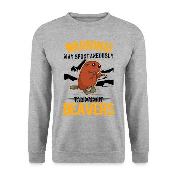 May spontaneously talk about Beavers Biber - Unisex Pullover - Weißgrau meliert - Vorne - Alina (178cm) & Michal (187cm)