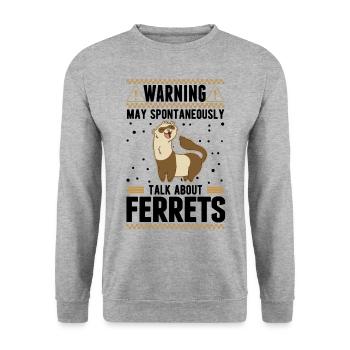May spontaneously talk about Ferrets Frettchen - Unisex Pullover - Weißgrau meliert - Vorne - Alina (178cm) & Michal (187cm)