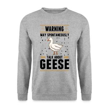 May spontaneously talk about Geese Gans Gänse - Unisex Pullover - Weißgrau meliert - Vorne - Alina (178cm) & Michal (187cm)