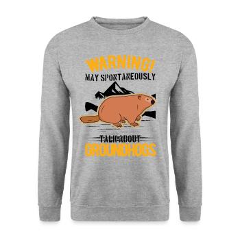 Murmeltier Geschenk Groundhog Day Woodchuck - Unisex Pullover - Weißgrau meliert - Vorne - Alina (178cm) & Michal (187cm)