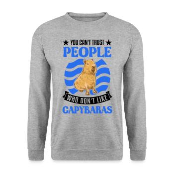 You can't trust people who don't like Capybaras - Unisex Pullover - Weißgrau meliert - Vorne - Alina (178cm) & Michal (187cm)