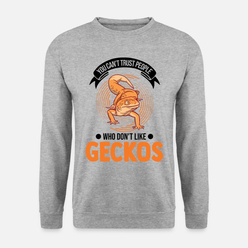 Gecko Geschenk Leopardgecko - Unisex Pullover - Weißgrau meliert