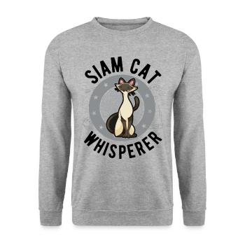 Siamkatzen Flüsterer Siamesische Katze - Unisex Pullover - Weißgrau meliert - Vorne - Alina (178cm) & Michal (187cm)