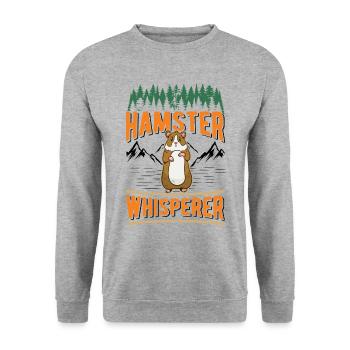 Hamster Flüsterer Goldhamster Hamster - Unisex Pullover - Weißgrau meliert - Vorne - Alina (178cm) & Michal (187cm)