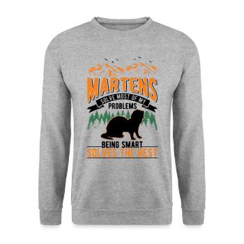 Martre Cadeau Vison Blaireau Arbre Martre - Sweat-shirt Unisexe - gris chiné - Devant - Alina (178cm) & Michal (187cm)