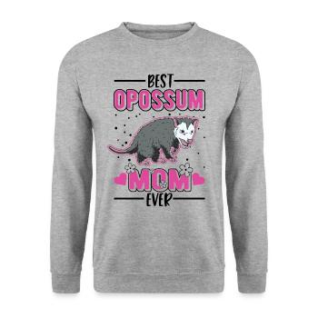 Best Opossum Mom Ever Opossum Mama Beutelratte - Unisex Pullover - Weißgrau meliert - Vorne - Alina (178cm) & Michal (187cm)