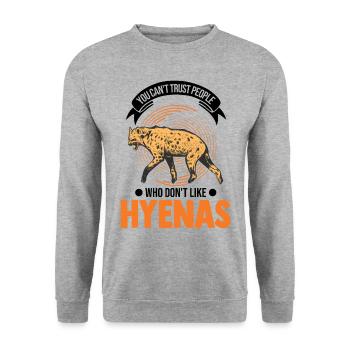 Hyäne Geschenk Erdwolf Hyena - Unisex Pullover - Weißgrau meliert - Vorne - Alina (178cm) & Michal (187cm)