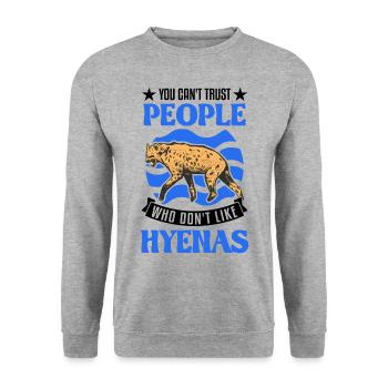 Hyäne Geschenk Erdwolf Hyena - Unisex Pullover - Weißgrau meliert - Vorne - Alina (178cm) & Michal (187cm)