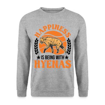 Happiness is being with Hyena's Hyena - Unisex Sweatshirt - salt & pepper - Front - Alina (178cm) & Michal (187cm)