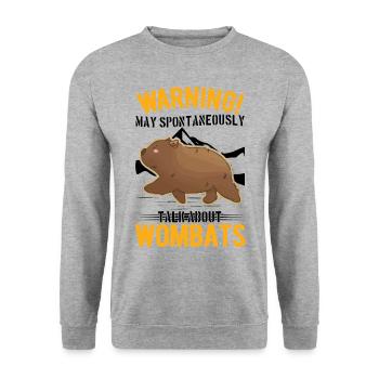 Warning May spontaneously talk about Wombats - Unisex Sweatshirt - salt & pepper - Front - Alina (178cm) & Michal (187cm)