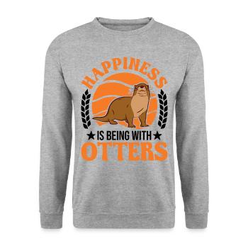 Otter Luck Otter Sea Otter - Unisex Sweatshirt - salt & pepper - Front - Alina (178cm) & Michal (187cm)
