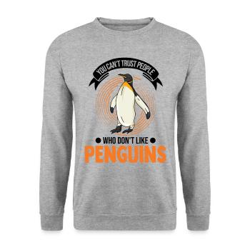 Penguin Gift Penguin - Unisex Sweatshirt - salt & pepper - Front - Alina (178cm) & Michal (187cm)