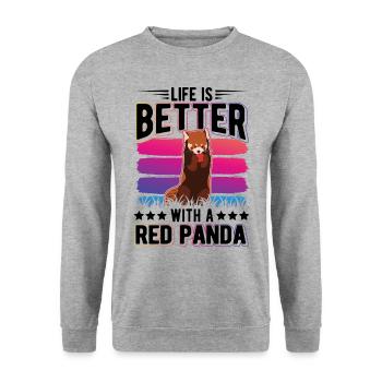 La vie est meilleure avec un panda roux roter panda - Sweat-shirt Unisexe - gris chiné - Devant - Alina (178cm) & Michal (187cm)