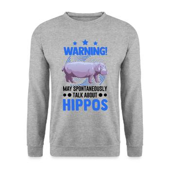 Warning Hippo Hippo Hippo Hippo - Unisex Sweatshirt - salt & pepper - Front - Alina (178cm) & Michal (187cm)