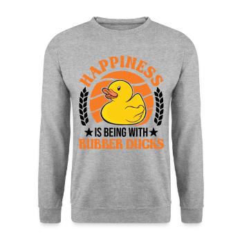 Happiness is being with Rubber Ducks Rubber Duck - Unisex Sweatshirt - salt & pepper - Front - Alina (178cm) & Michal (187cm)