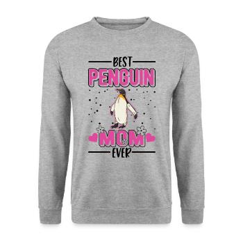 Best Penguin Mom Ever Pinguin Mama - Unisex Pullover - Weißgrau meliert - Vorne - Alina (178cm) & Michal (187cm)