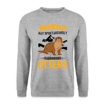 Warning Otter Otter Sea Otter - Unisex Sweatshirt - salt & pepper - Front - Alina (178cm) & Michal (187cm)