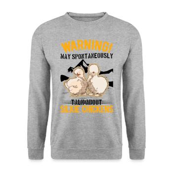 Warning Silkie Chicken Silkie Chicken - Unisex Sweatshirt - salt & pepper - Front - Alina (178cm) & Michal (187cm)