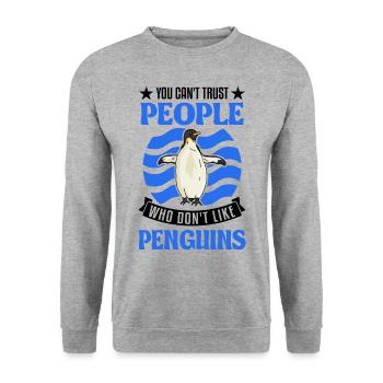 Penguin Gift Penguin - Unisex Sweatshirt - salt & pepper - Front - Alina (178cm) & Michal (187cm)