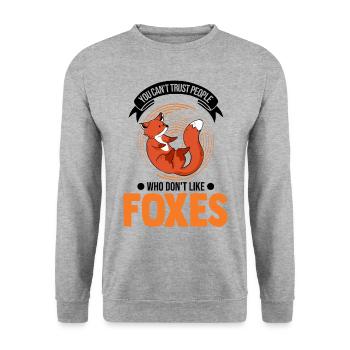 Fuchs Geschenk Rotfuchs - Unisex Pullover - Weißgrau meliert - Vorne - Alina (178cm) & Michal (187cm)