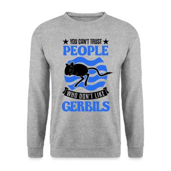 Gerbil Gift Racing Rat Germesau - Unisex Sweatshirt - salt & pepper - Front - Alina (178cm) & Michal (187cm)