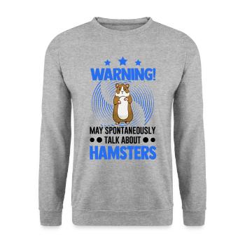 Warnung Hamster Hamsterrad Goldhamster - Unisex Pullover - Weißgrau meliert - Vorne - Alina (178cm) & Michal (187cm)