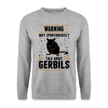 Warning Gerbil racing rat gerbil - Unisex Sweatshirt - salt & pepper - Front - Alina (178cm) & Michal (187cm)