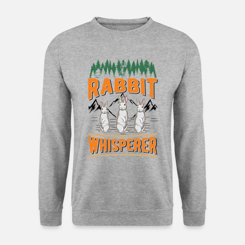 Kaninchen Flüsterer Hasen Flüsterer - Unisex Pullover - Weißgrau meliert