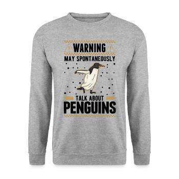 Peut parler spontanément des pingouins - Sweat-shirt Unisexe - gris chiné - Devant - Alina (178cm) & Michal (187cm)