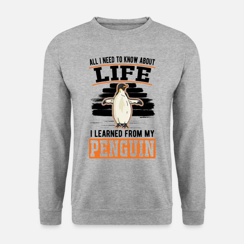 Pinguin Geschenk Penguin - Unisex Pullover - Weißgrau meliert