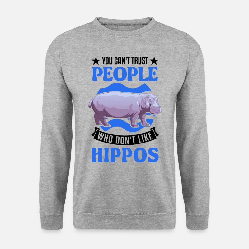 Nilpferd Liebhaber Hippo Flusspferd - Unisex Pullover - Weißgrau meliert