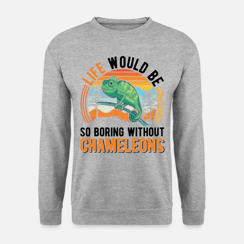 Chamäleon Geschenk Chameleon - Unisex Pullover - Weißgrau meliert