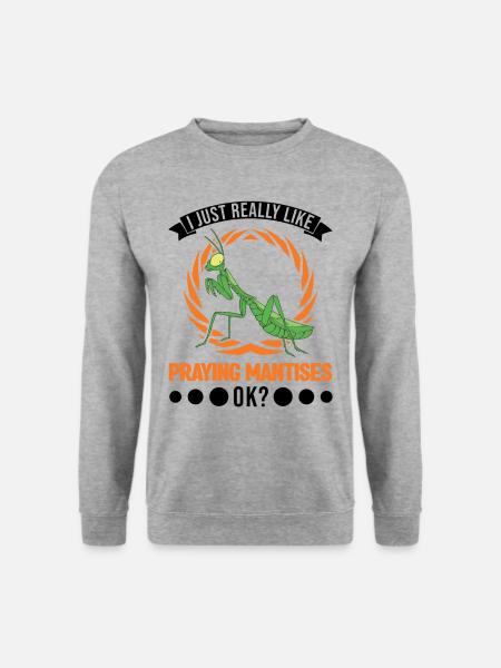 Gottesanbeterin Geschenk Mantis Fangschrecke - Unisex Pullover - Weißgrau meliert