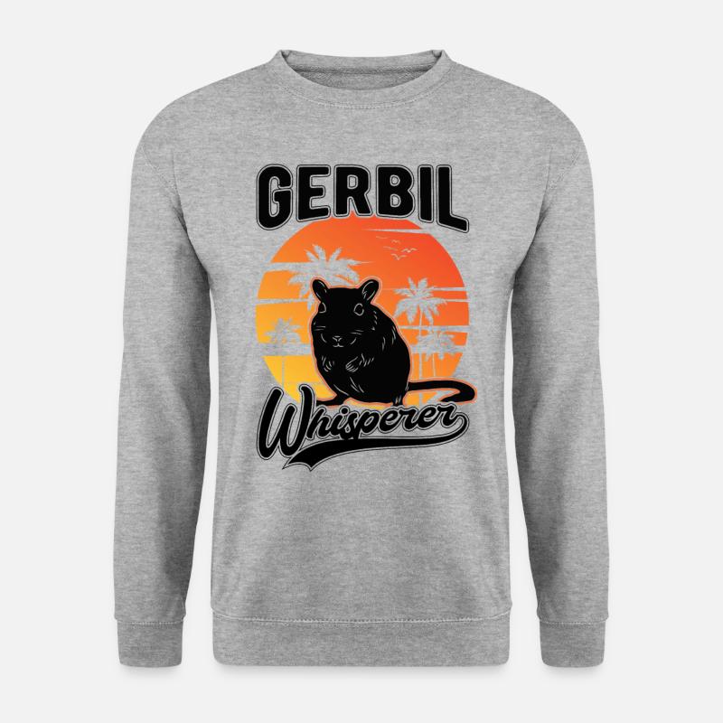 Gerbil Flüsterer Rennratte Geschenk Rennmaus - Unisex Pullover - Weißgrau meliert