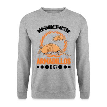J’aime vraiment les tatous, ok tatou - Sweat-shirt Unisexe - gris chiné - Devant - Alina (178cm) & Michal (187cm)